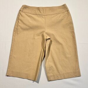 Chico's So Slimming Bermuda Chino Shorts Beige Tan Pull On Stretch Sz 000 US XS